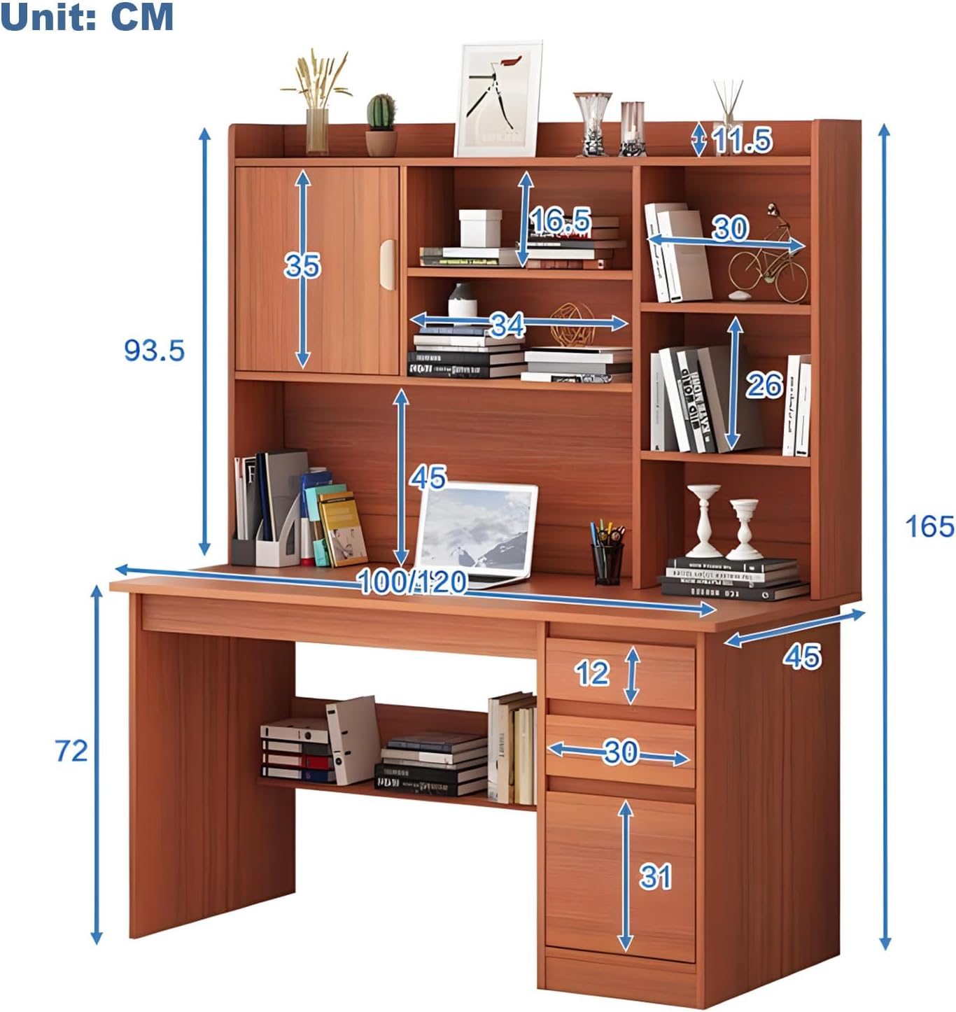 Modern Bookshelf Writing Desk 📝 Space-Saving Workstation for Home & Office